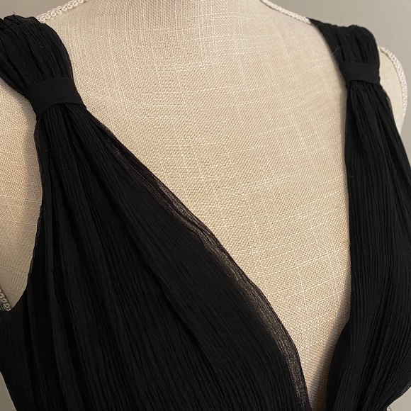 WHBM Formal Dress Silk Sheer Sleeveless Plunge Neckline Padded Bra Black S 4 - Picture 4 of 13